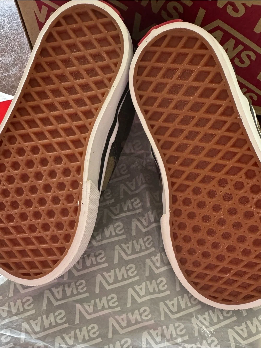 Vans Kids Camo Slip-On Sneakers in Green and Brown